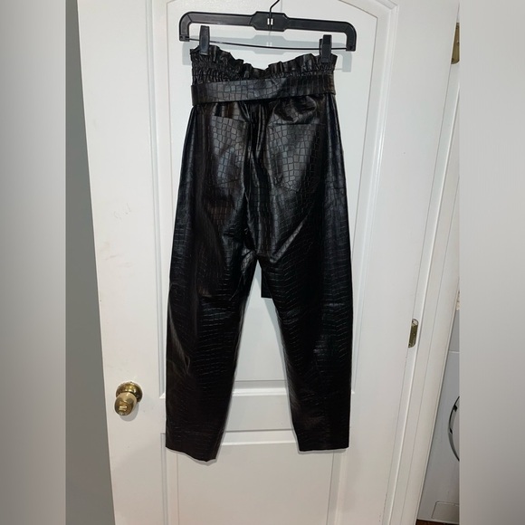 New! Amanda Uprichard Croc-Embossed Faux Leather Beekman Pants 🖤 XS - Picture 11 of 12